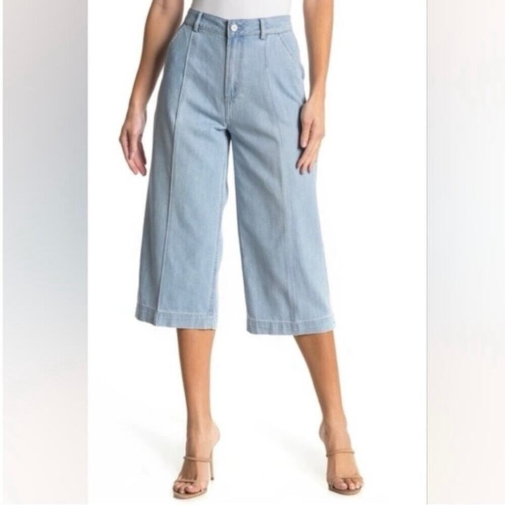 PAIGE size 30 Clarice culotte pintuck Light Blue Denim Jeans fauna crop wide leg